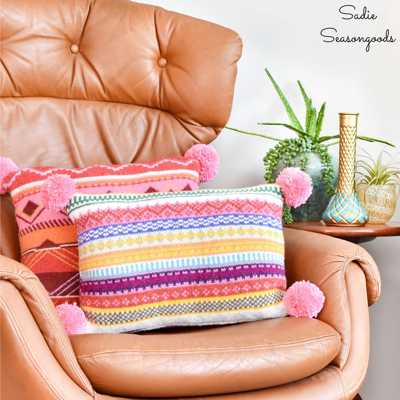 upcycled sweater throw pillow