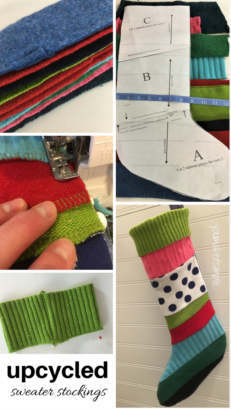 upcycled sweater christmas stocking