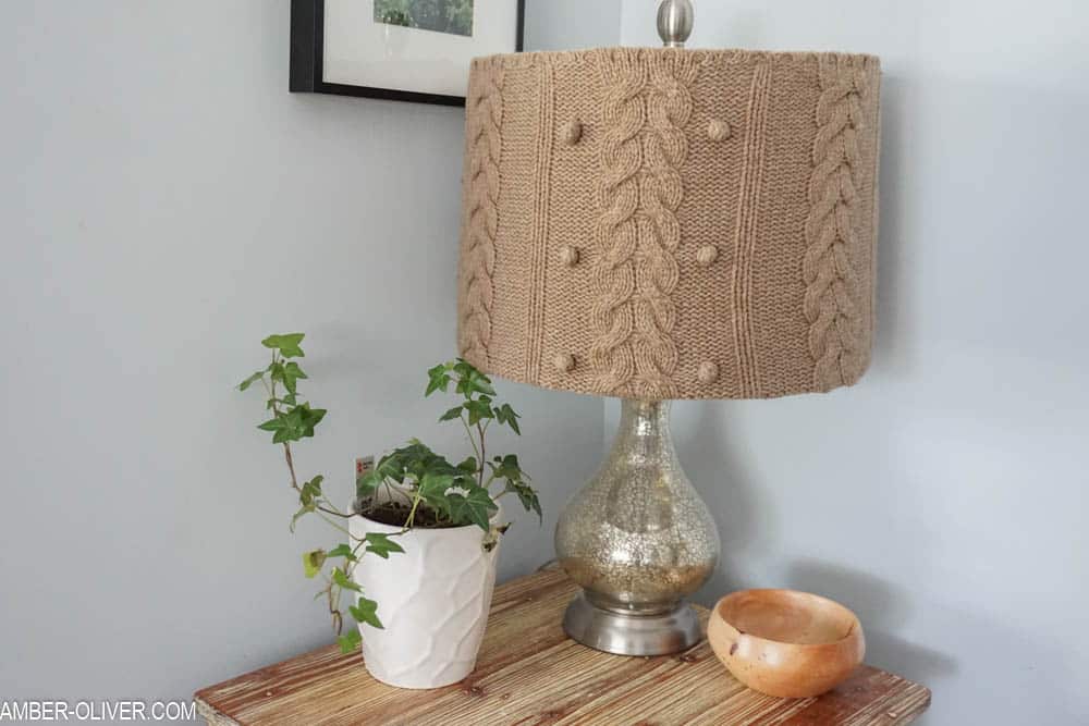 upcycled sweater lampshade