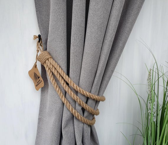 upcycled sweater curtain tieback