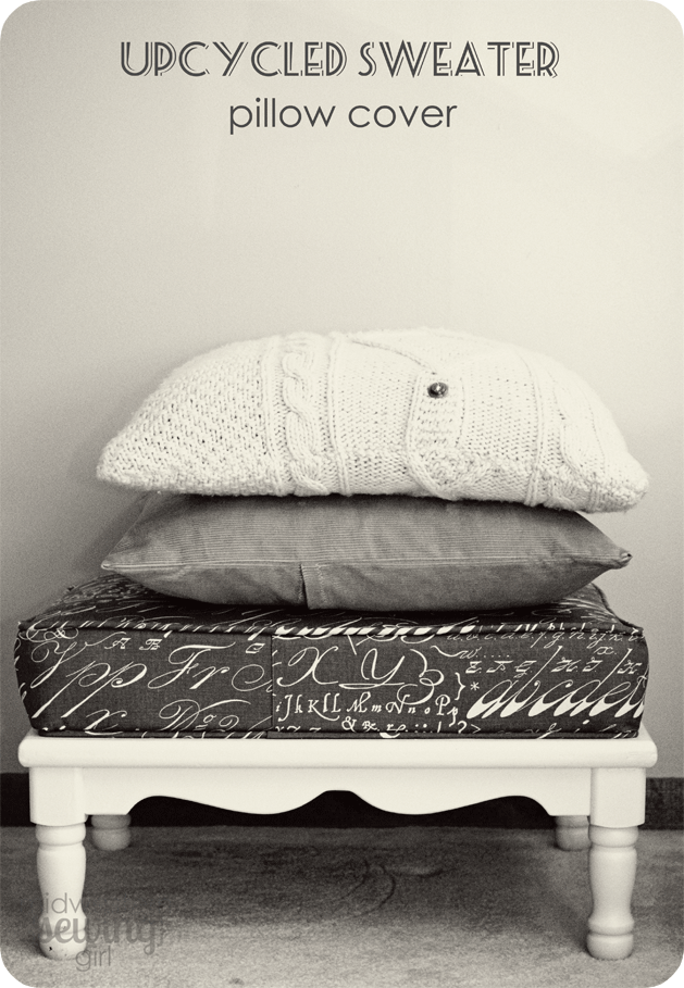 upcycled sweater ottoman cover