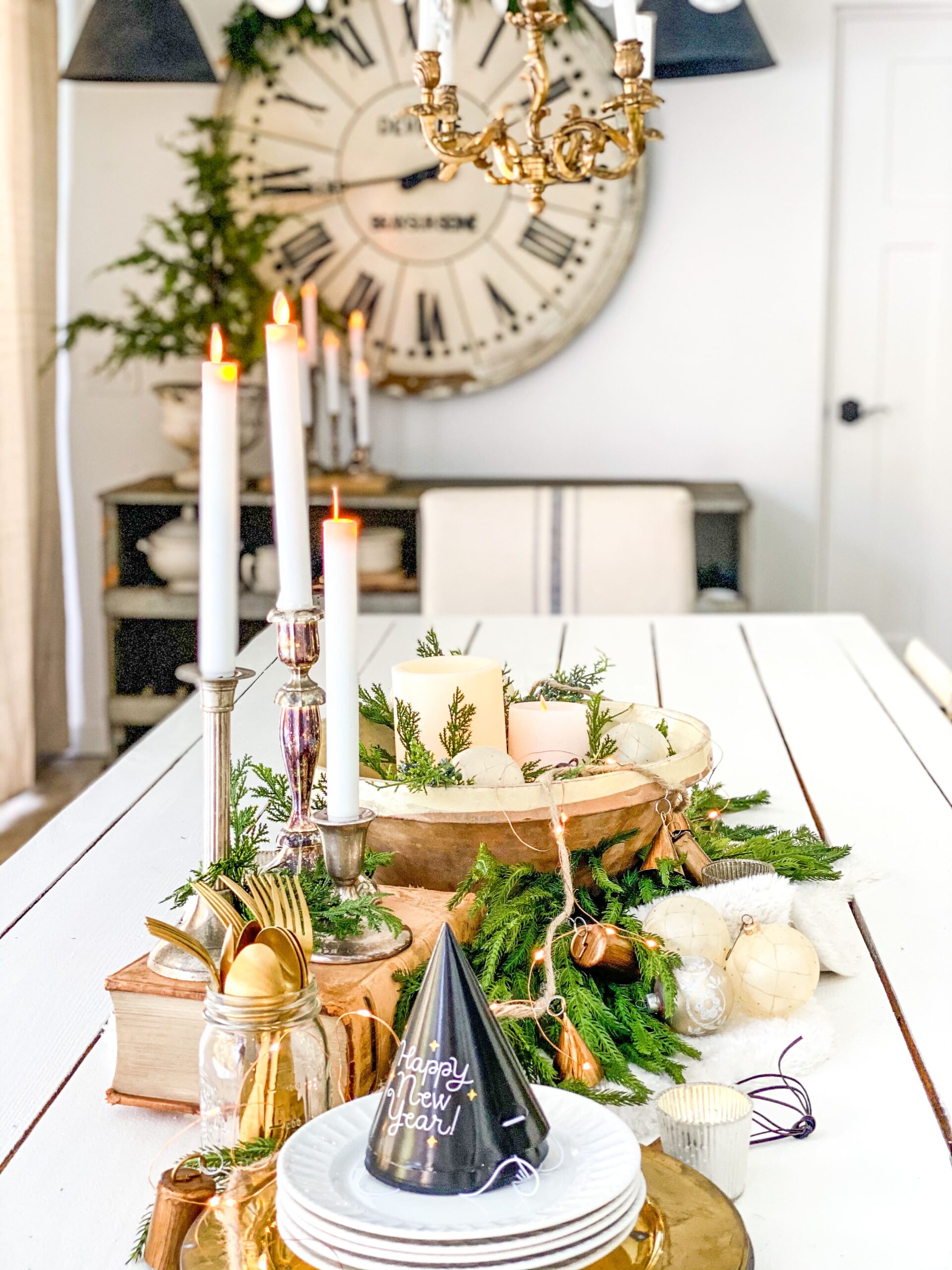 cozy new years eve mantel decor