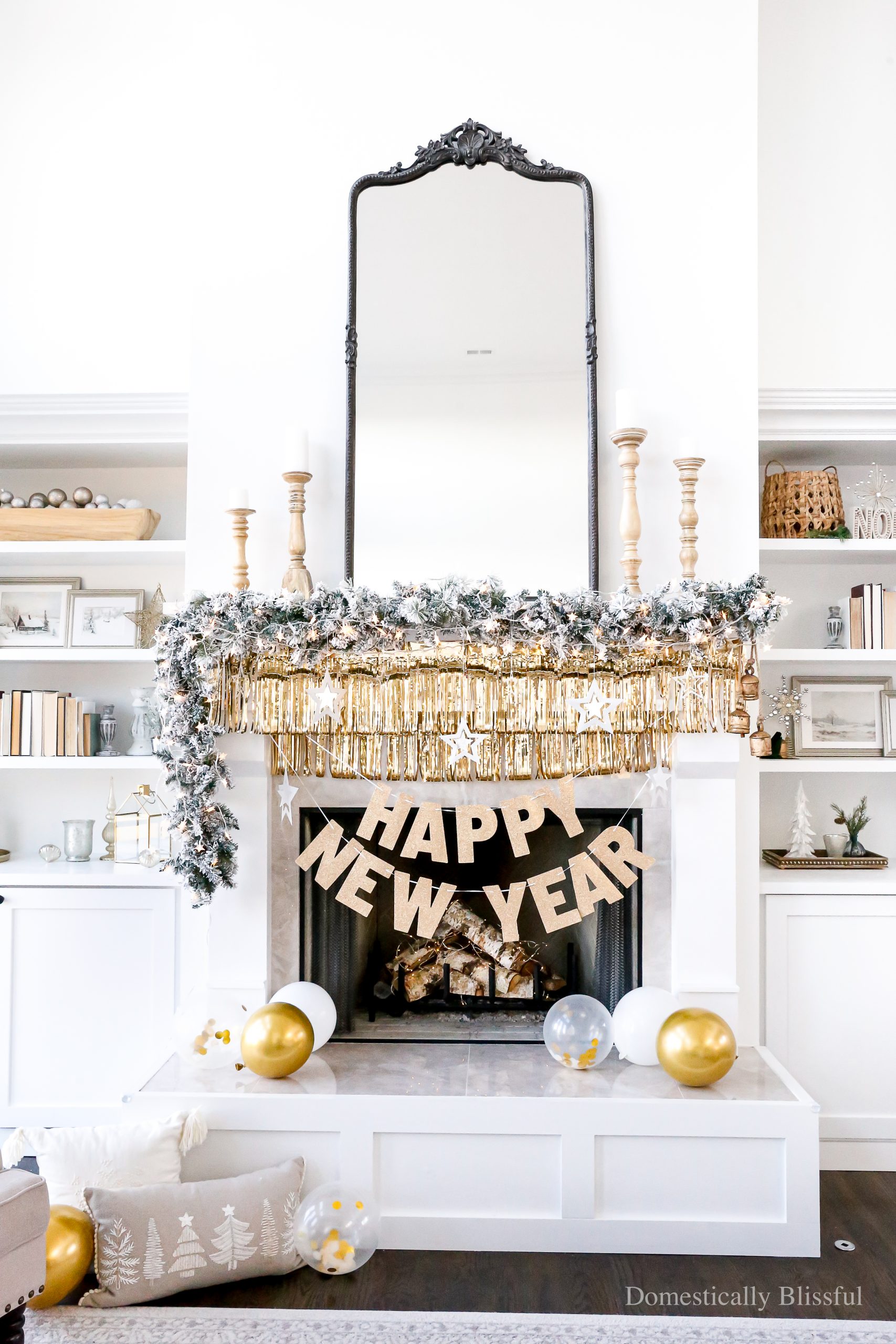 new years eve mantel lanterns