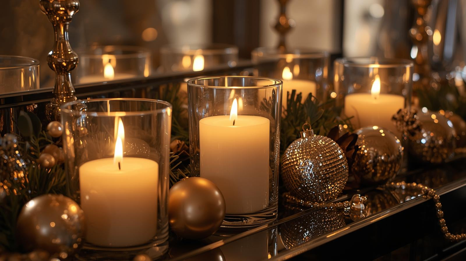new years eve mantel layered candles