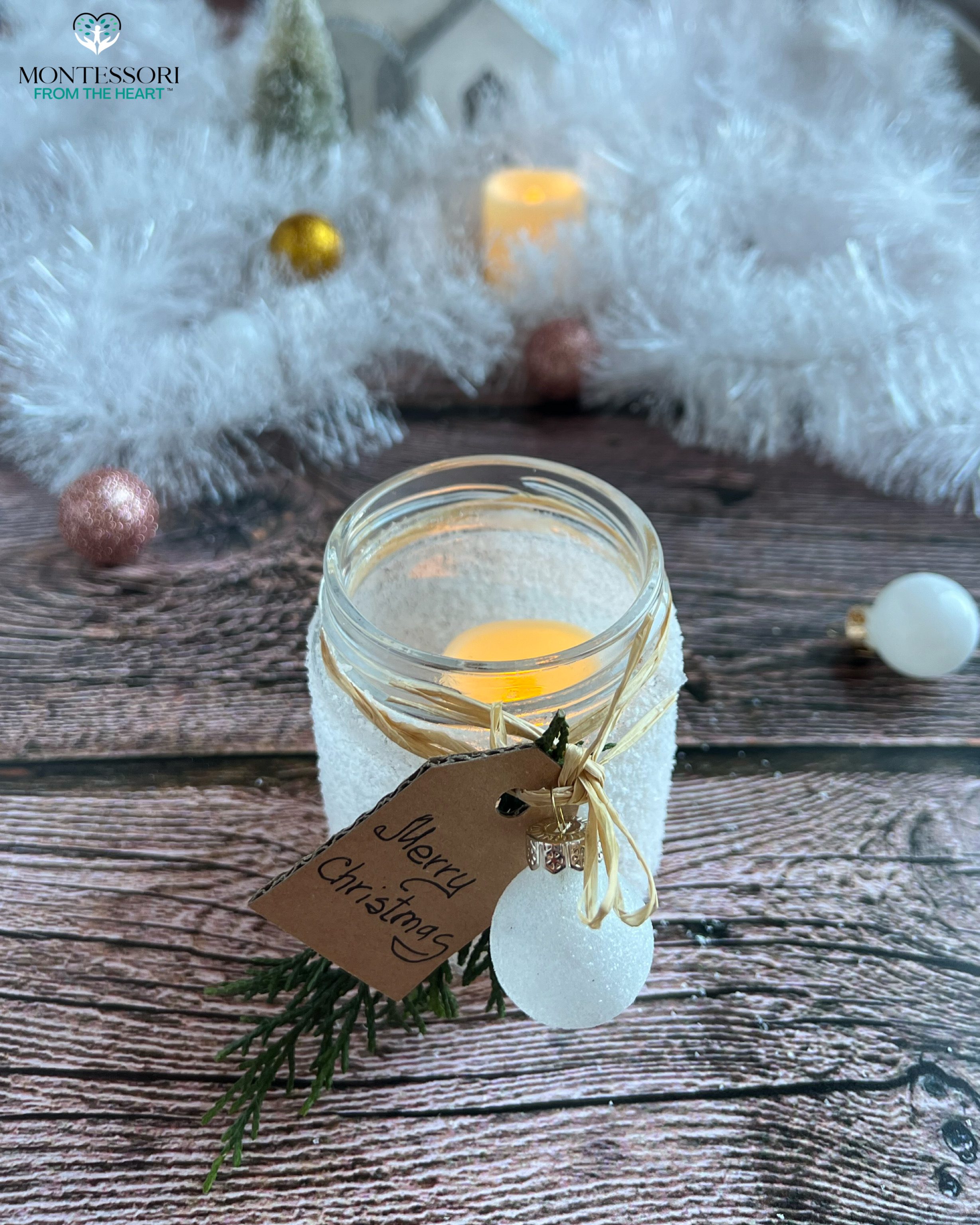 frosted mason jar lantern with battery candle