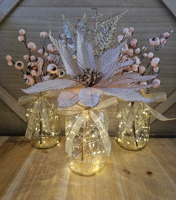 mason jar with fairy lights inside