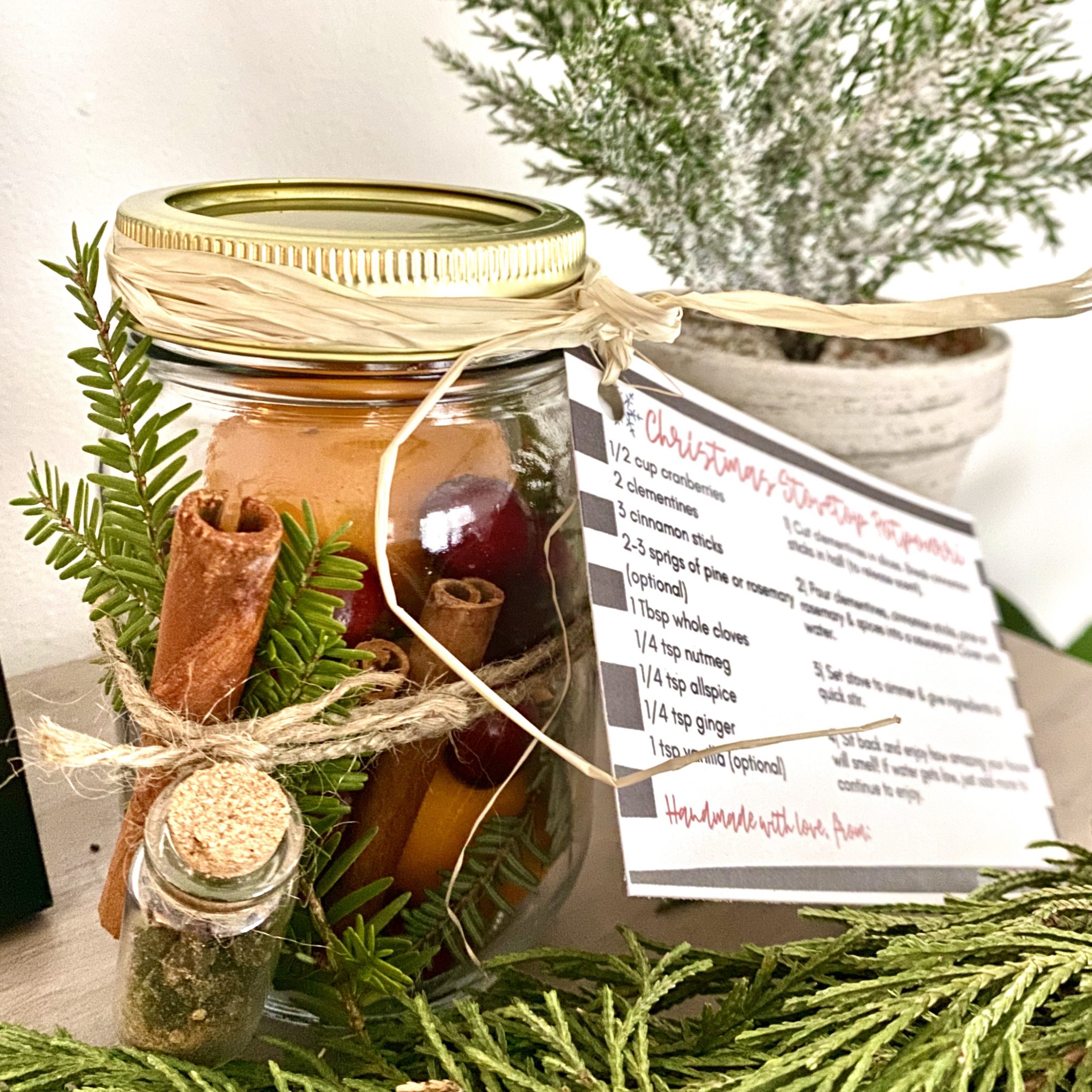 mason jar wrapped with cinnamon sticks