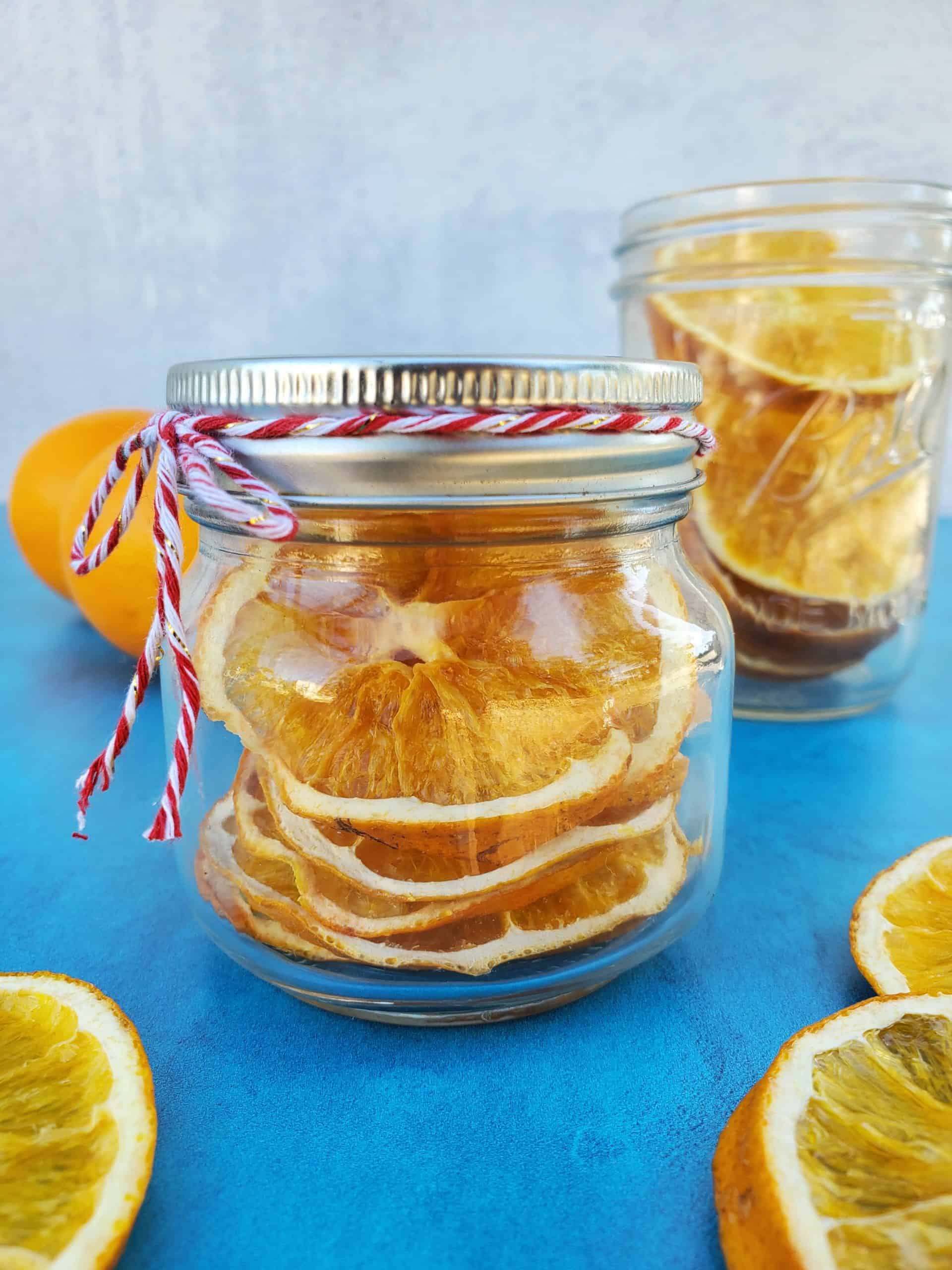 mason jar with dried orange slices