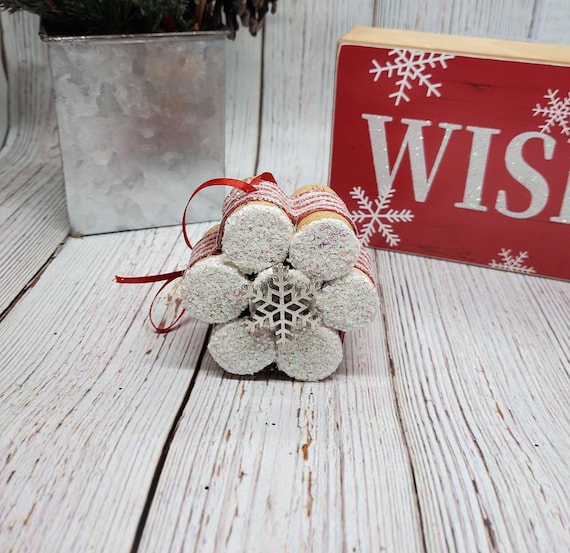 painted wine cork snowflake ornament