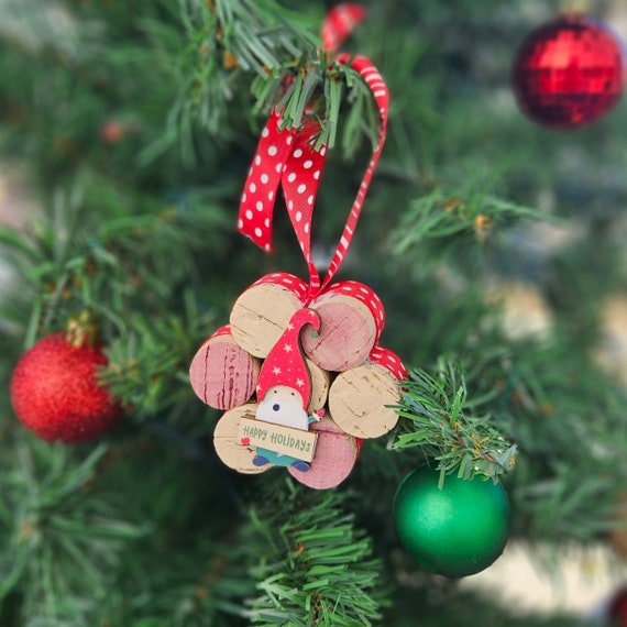 ribbon wine cork snowflake ornament