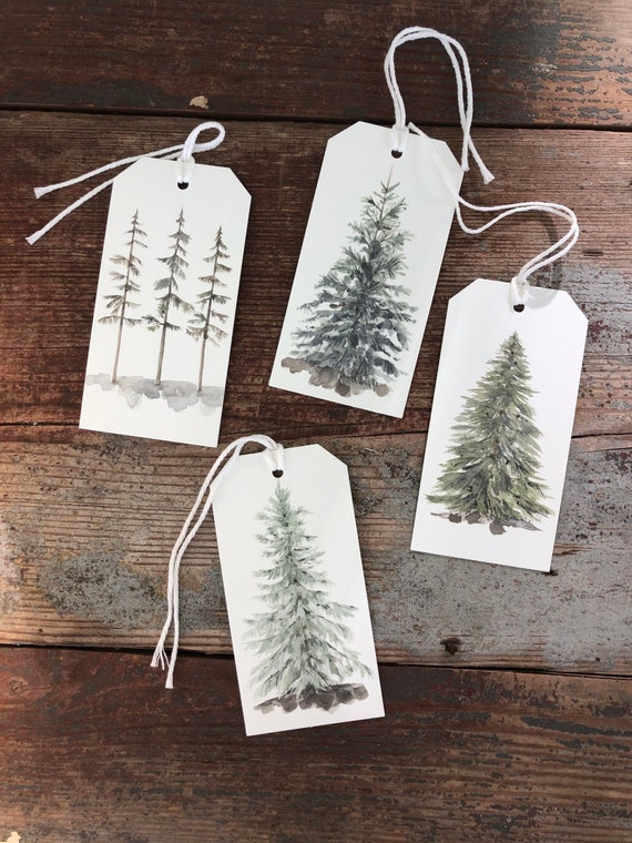 evergreen tree recycled paper gift tag