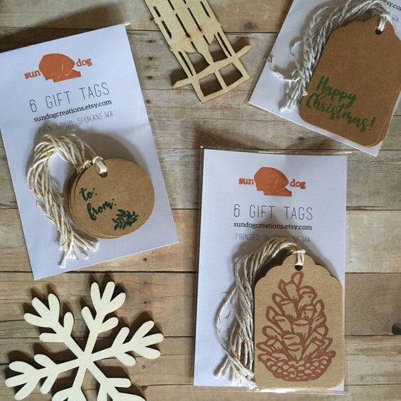 pinecone recycled paper gift tag
