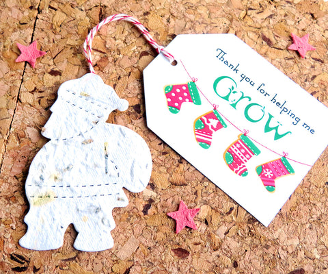 mitten recycled paper gift tag