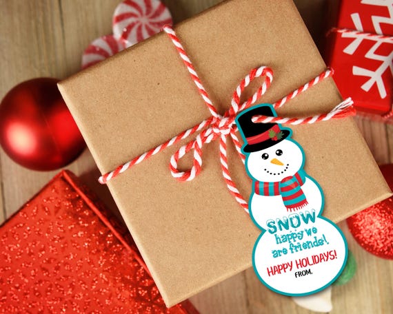 snowman recycled paper gift tag