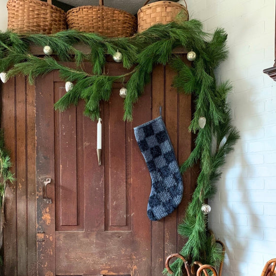 real fresh pine garland on mantel