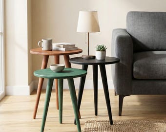 birch wood side table scandinavian living room