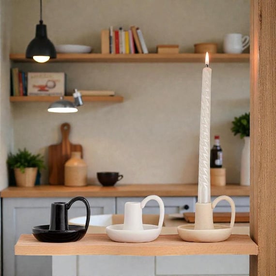 ceramic candle holders scandinavian living room