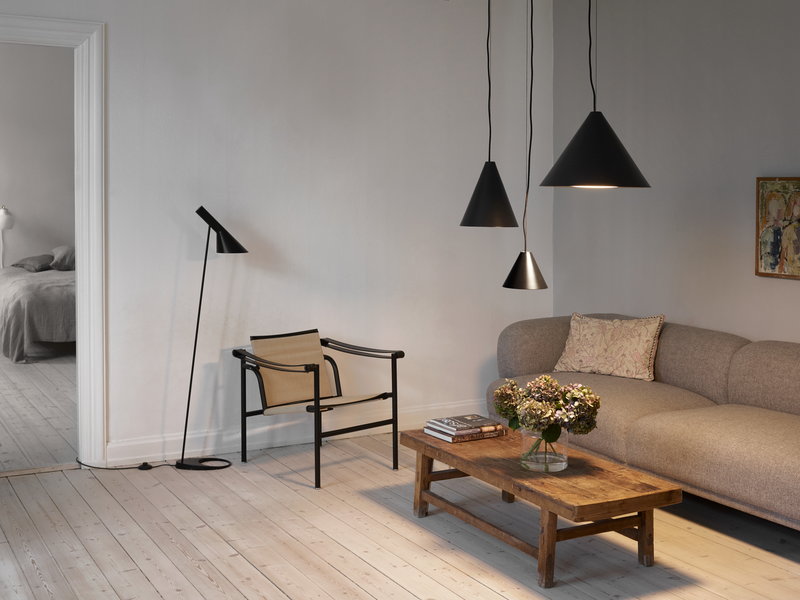 string lights in window scandinavian living room