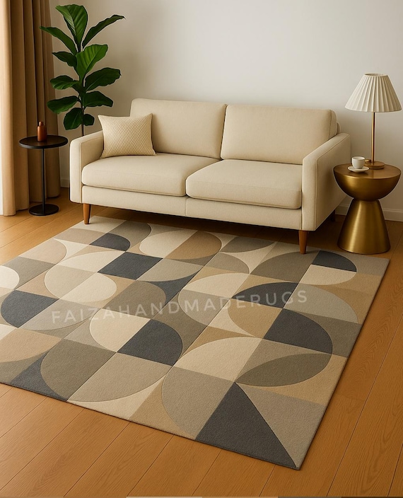 neutral area rug scandinavian living room
