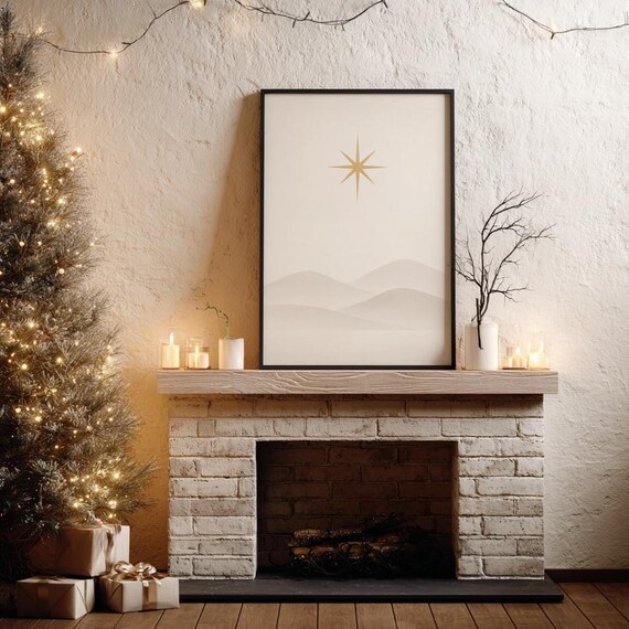 framed winter landscape print scandinavian living room