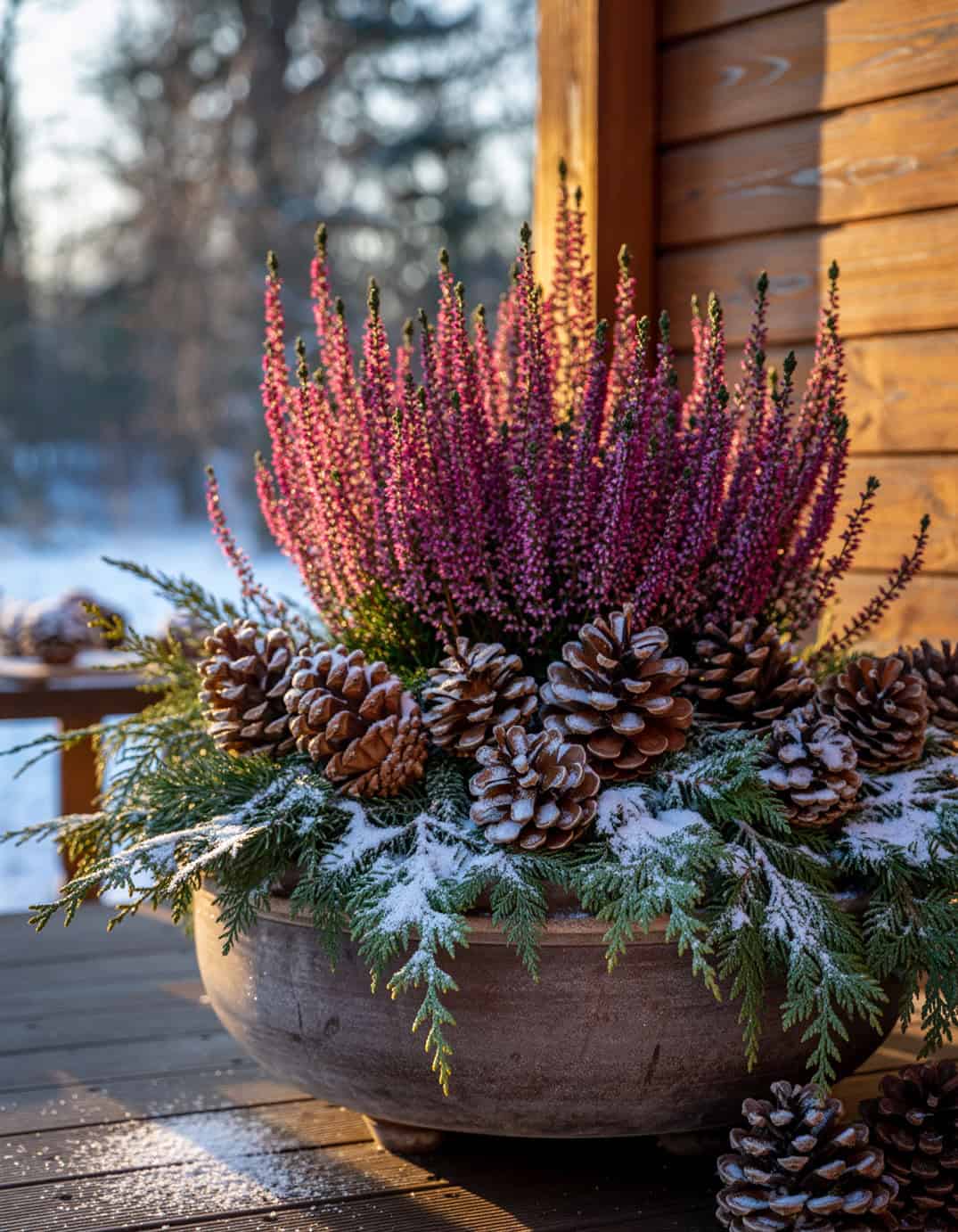 conifer heather winter planter porch