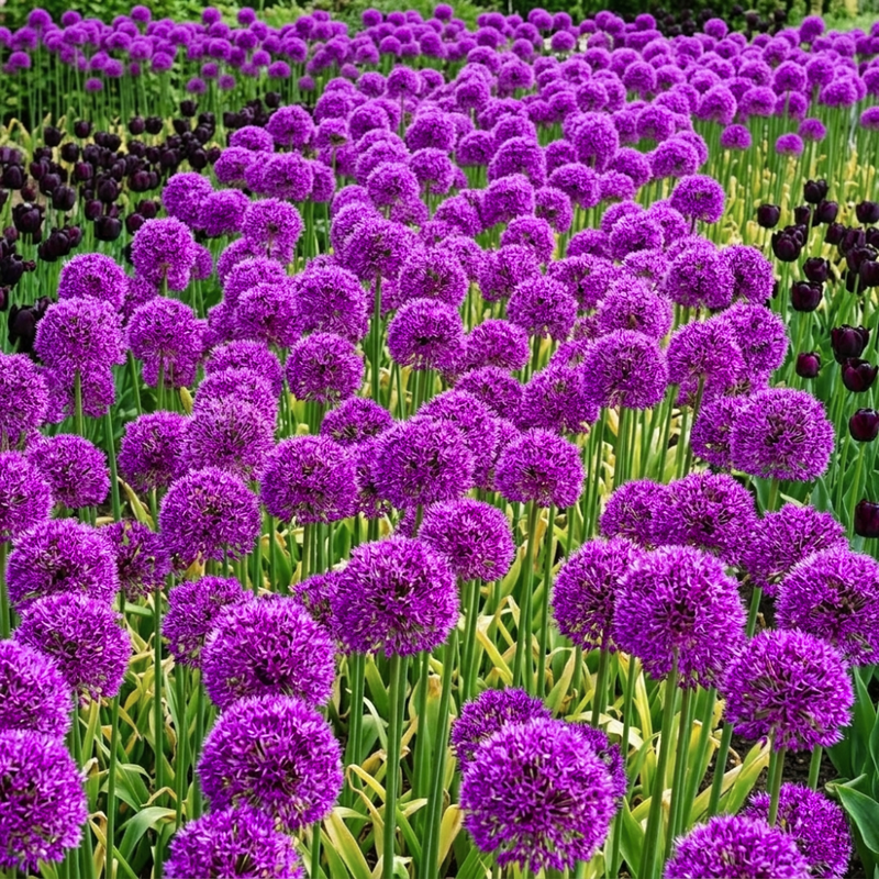 purple allium globes garden bulbs plant in fall spring