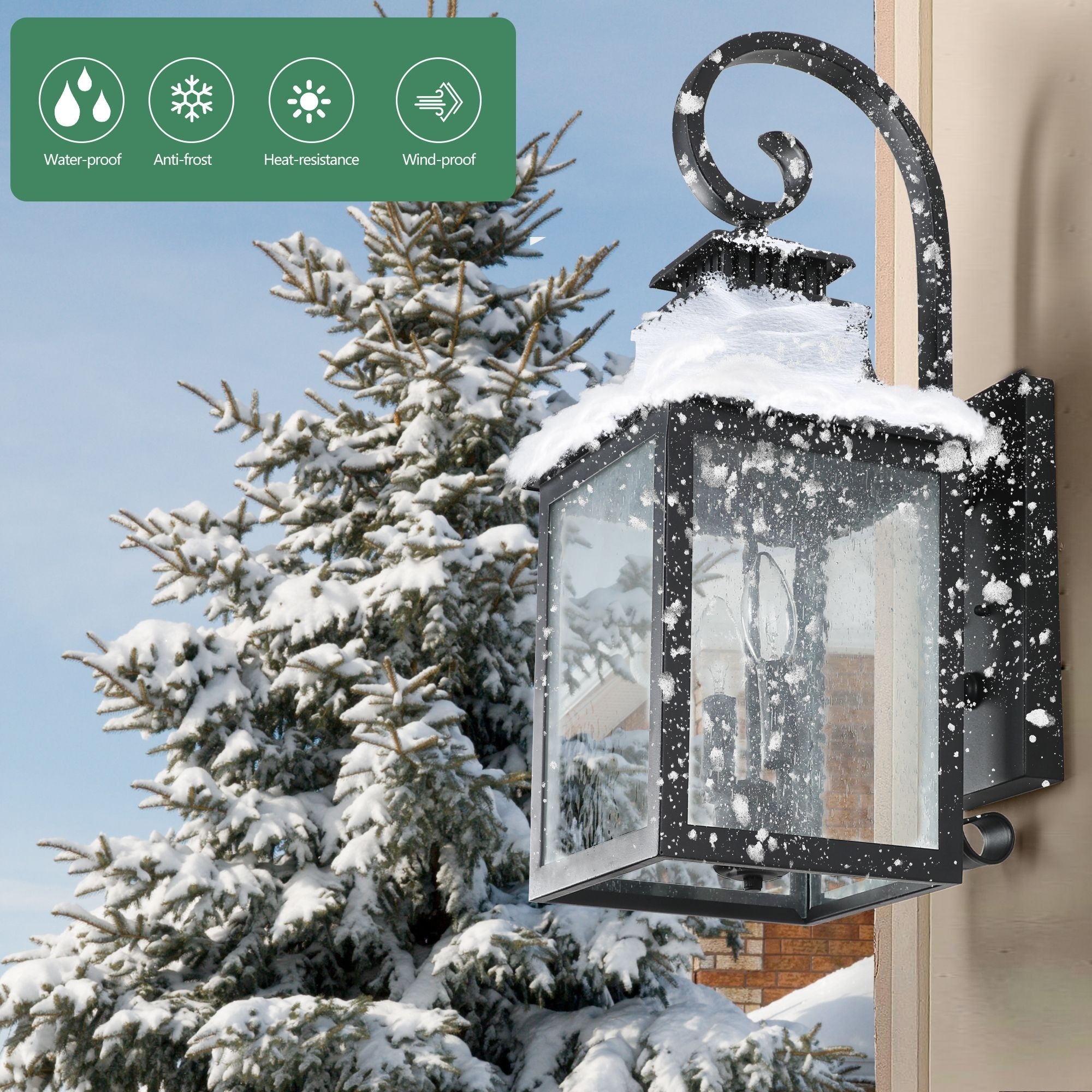 vintage metal lantern in snow