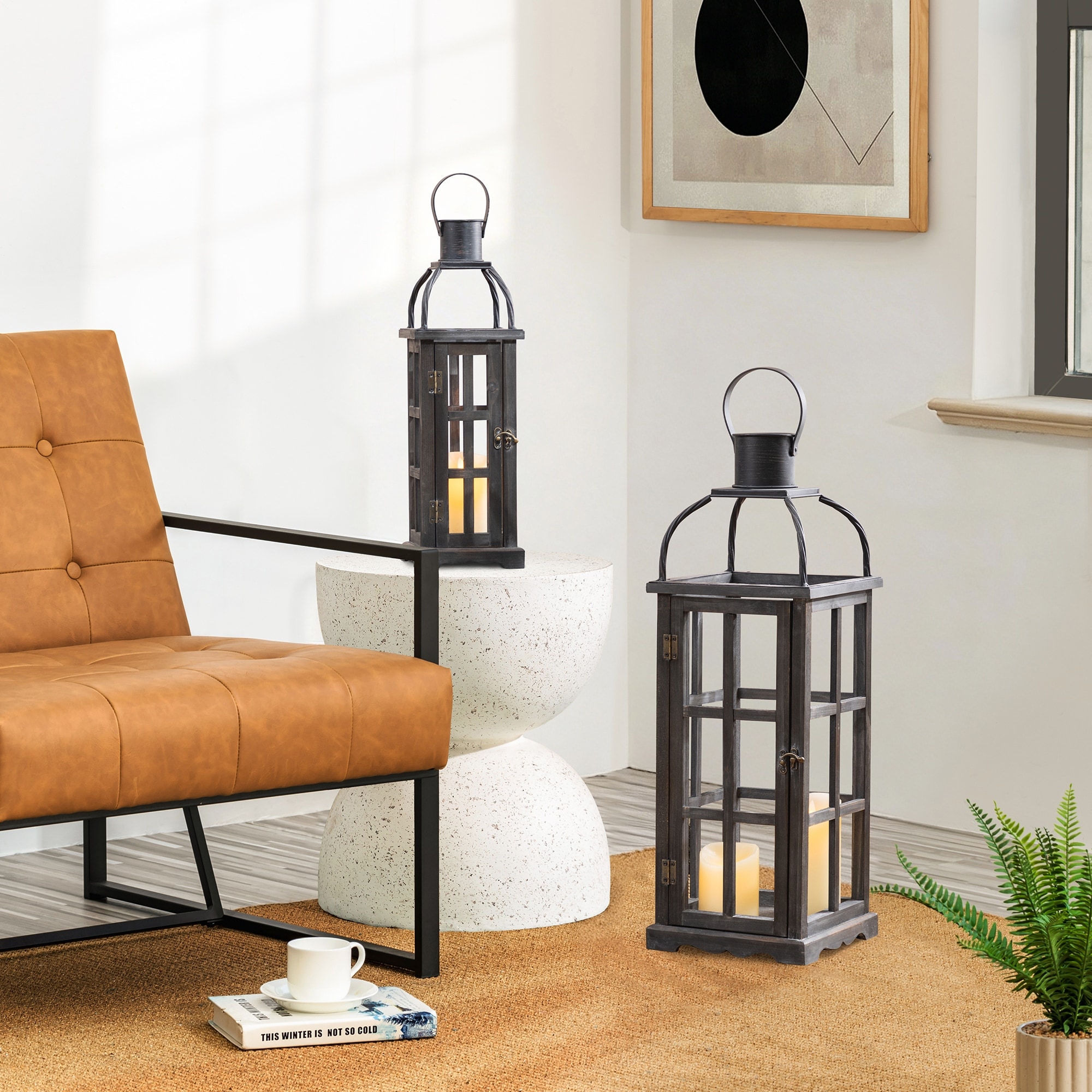 metal cage lantern winter outdoor
