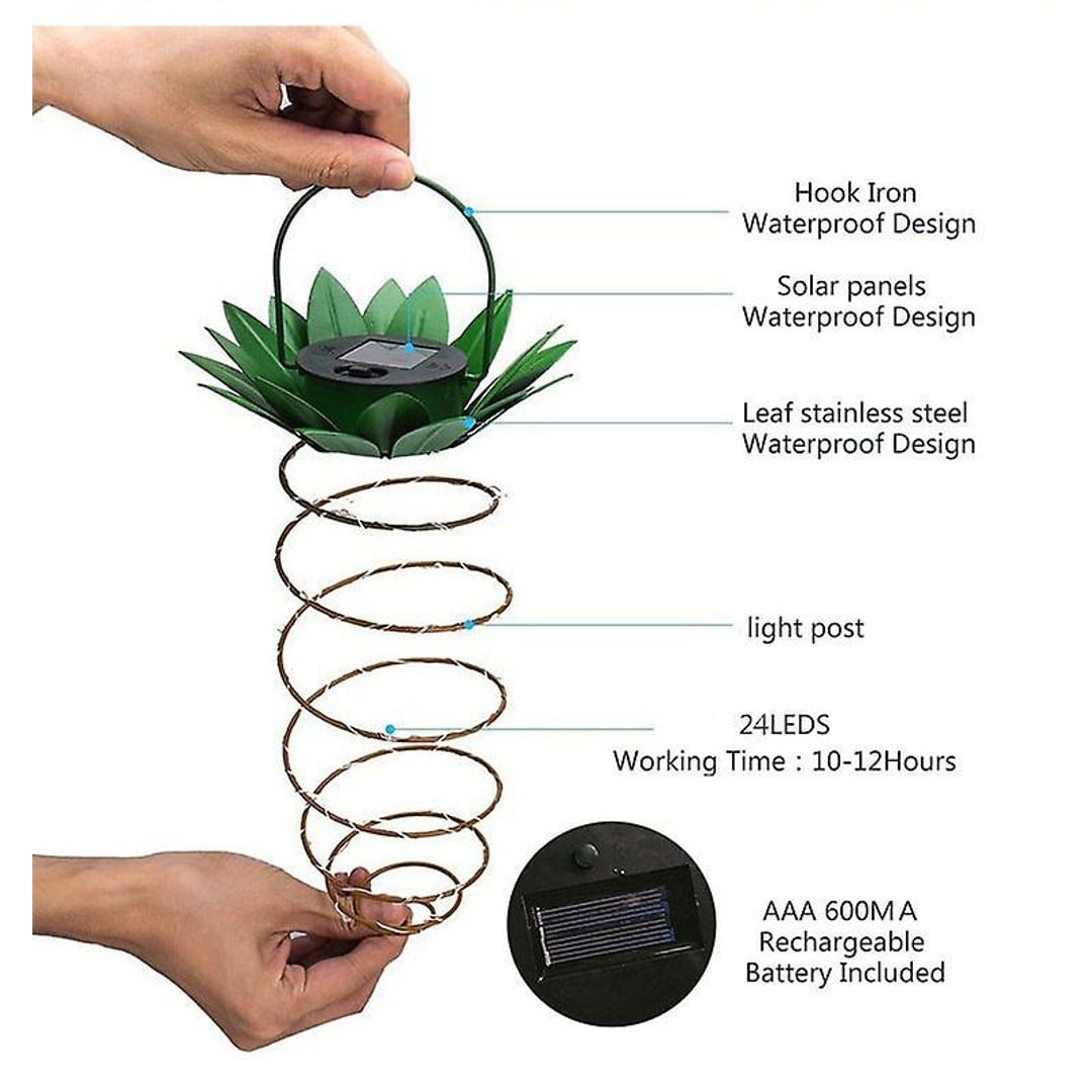 battery lantern on metal stake garden