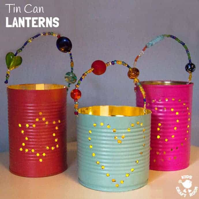 upcycled tin can lantern winter