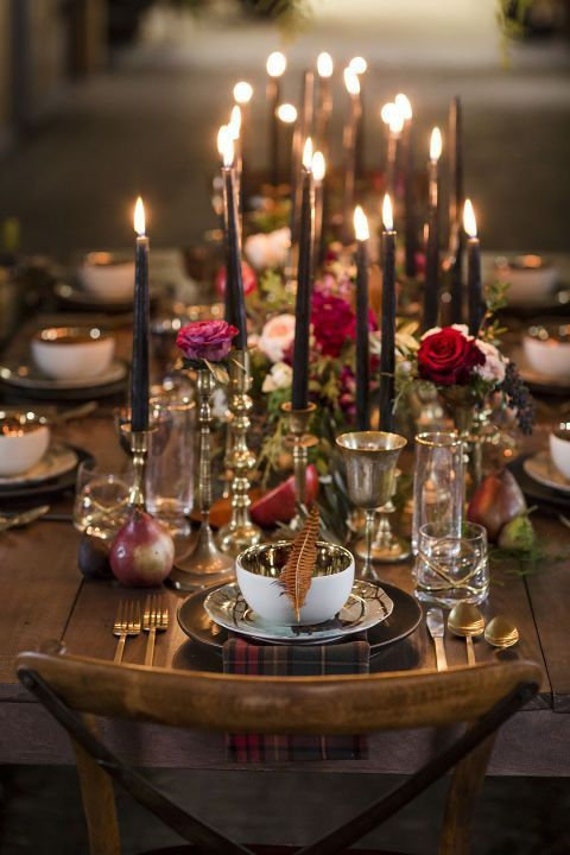 long table with taper candles