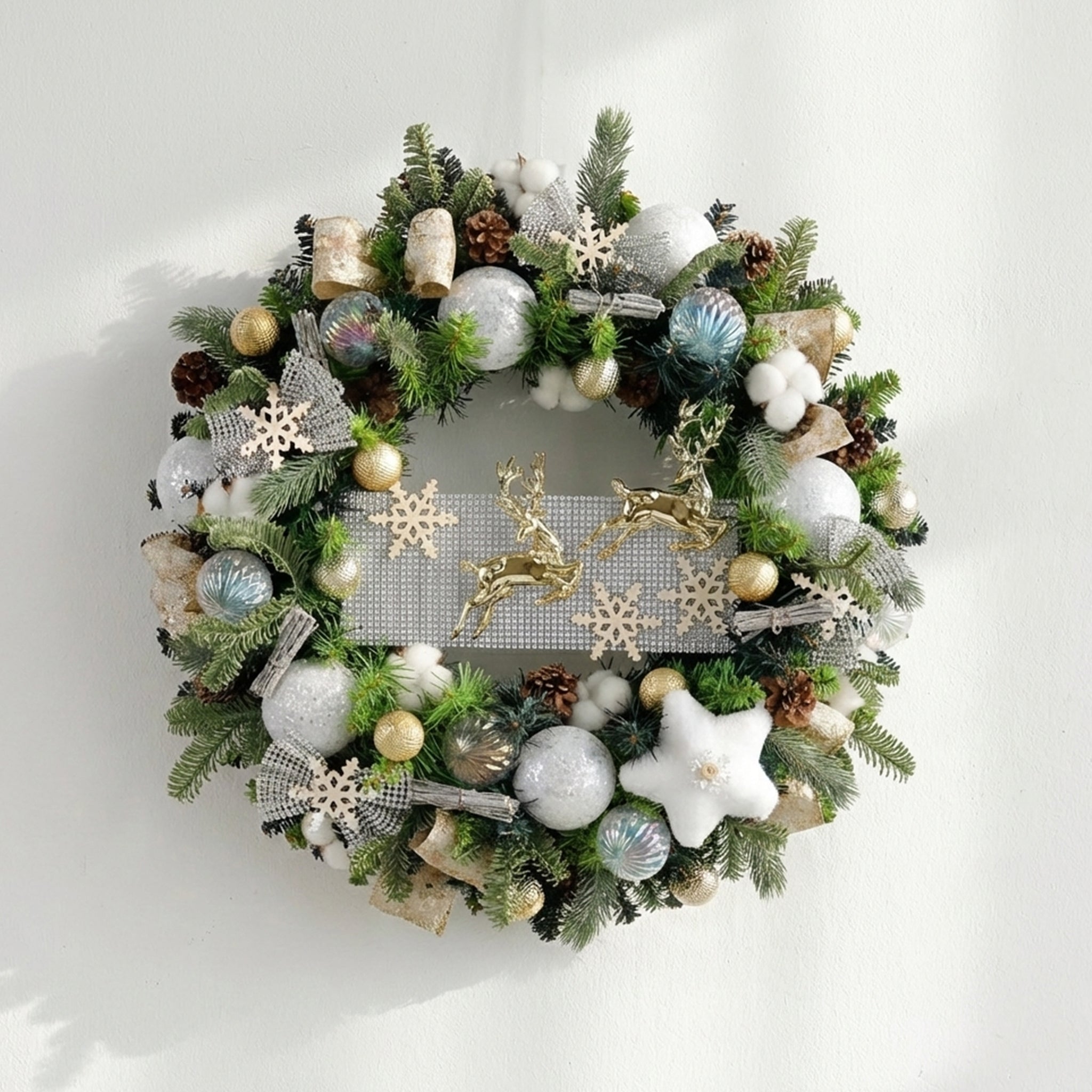 classic evergreen winter wreath on door