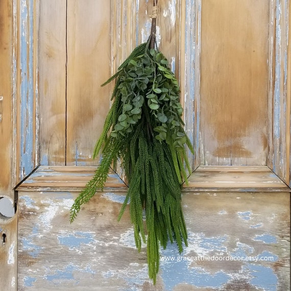 mixed greenery winter wreath
