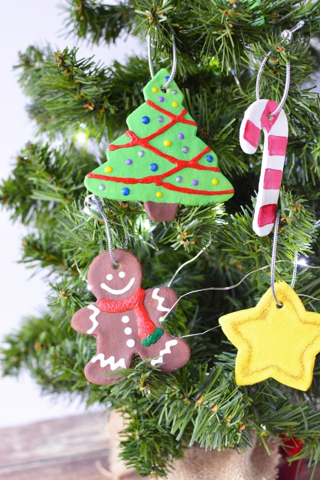 salt dough ornaments on tree