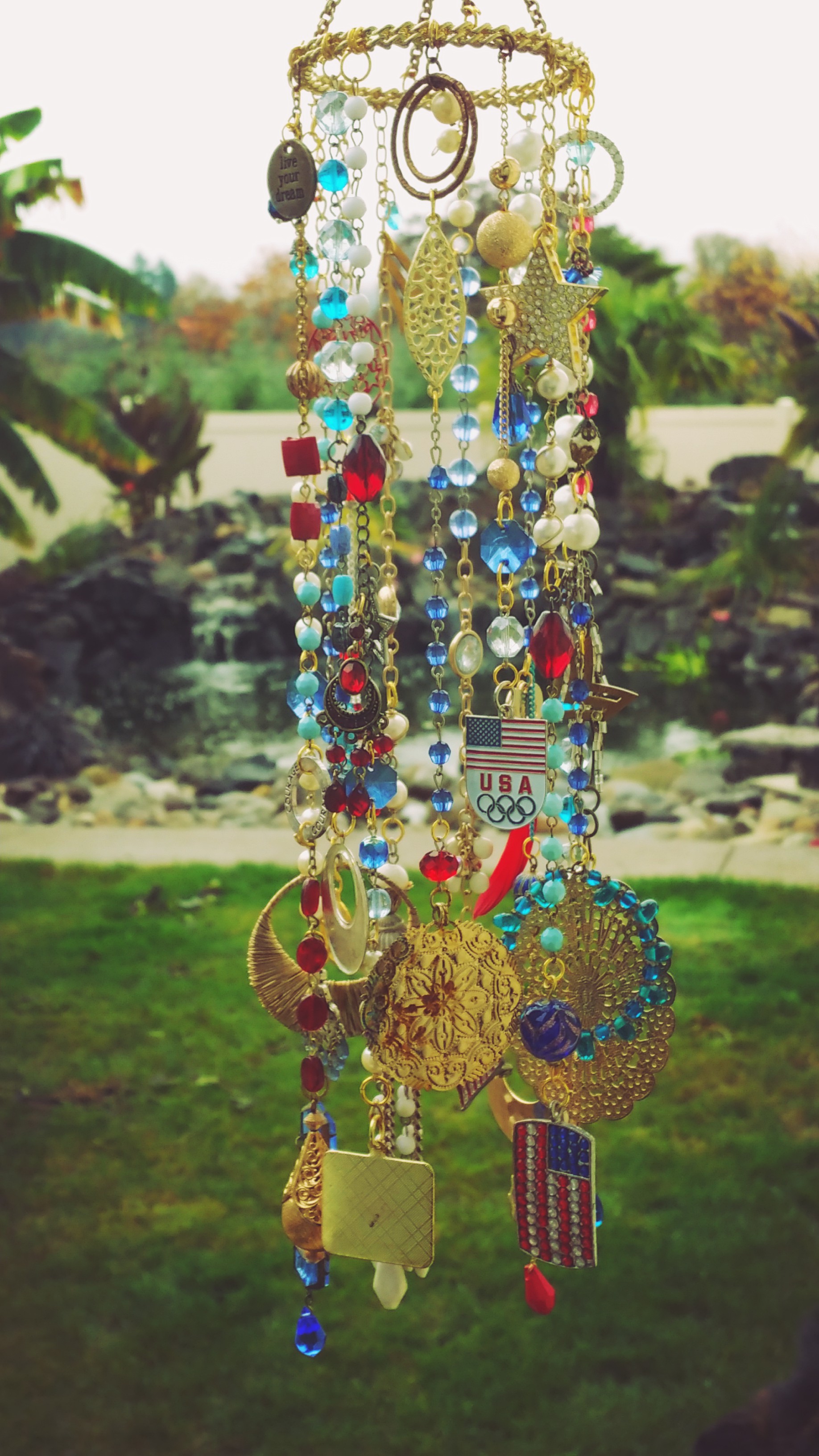 repurposed jewelry wind chime