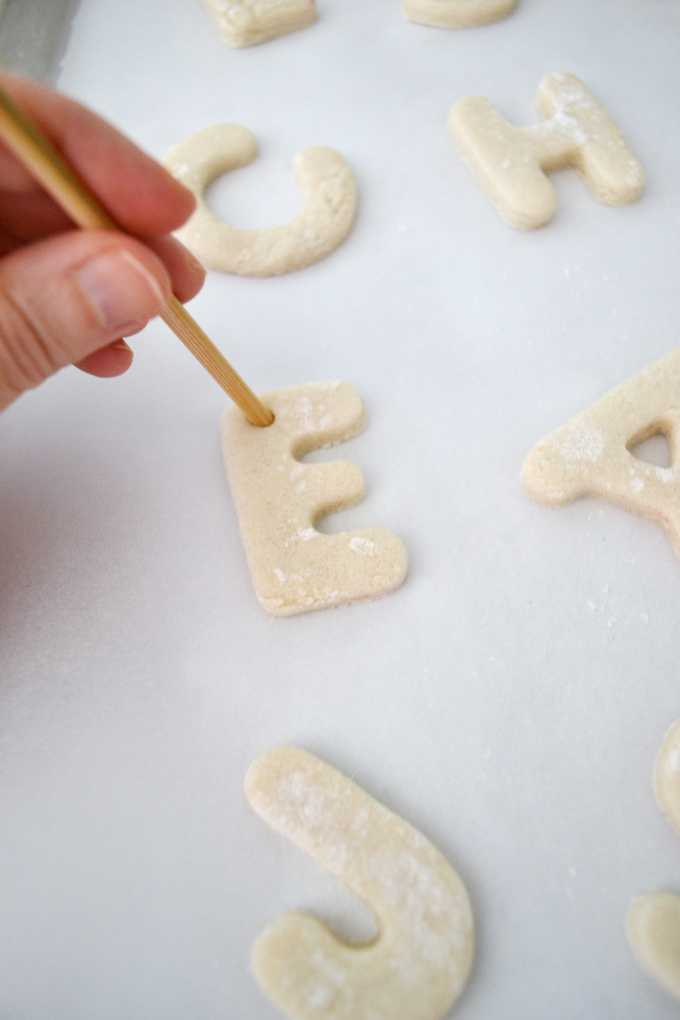 initial salt dough ornaments
