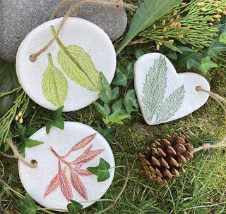 leaf imprint salt dough ornaments