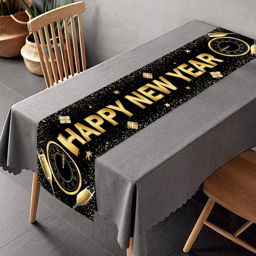 gold table runner new years eve