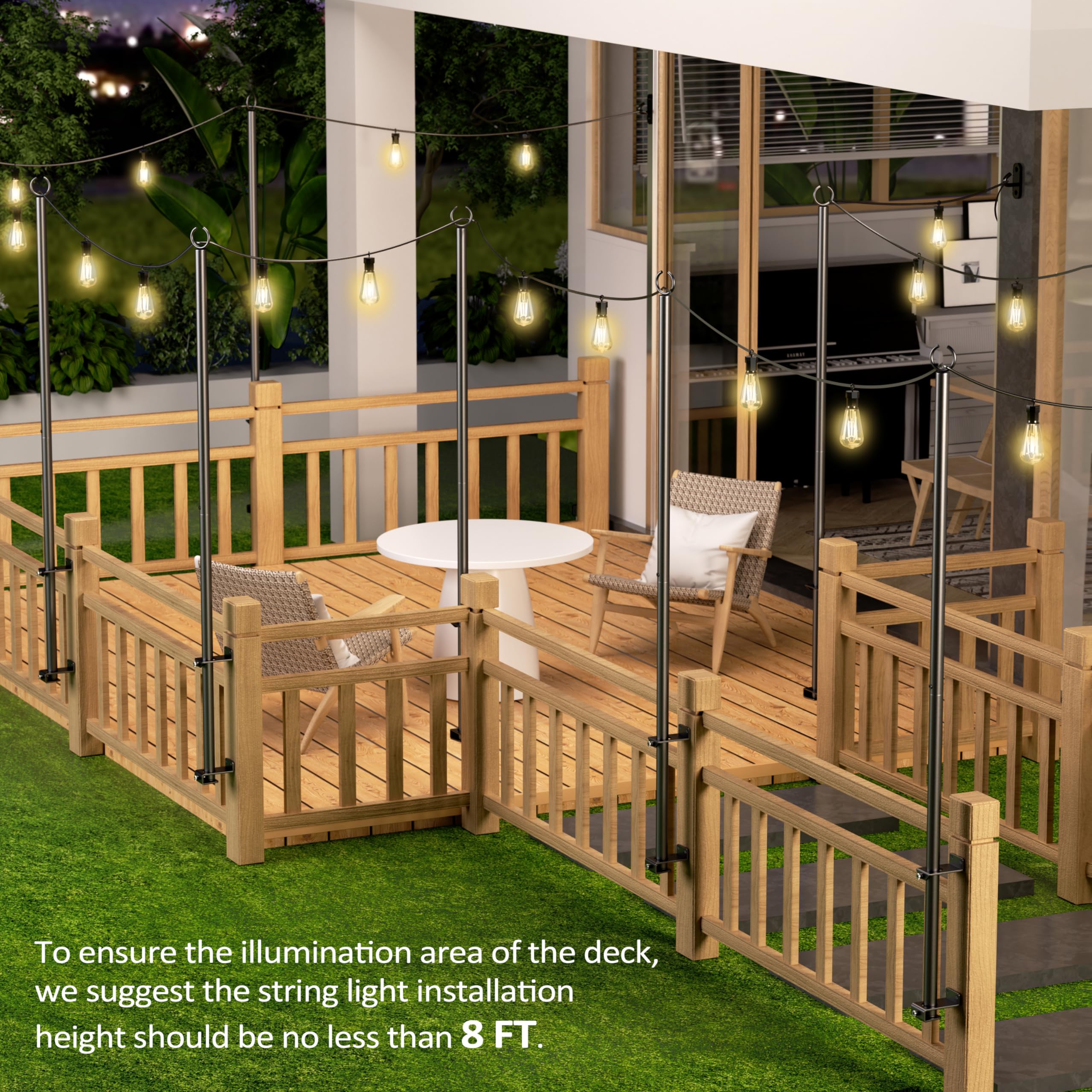 string lights on porch posts