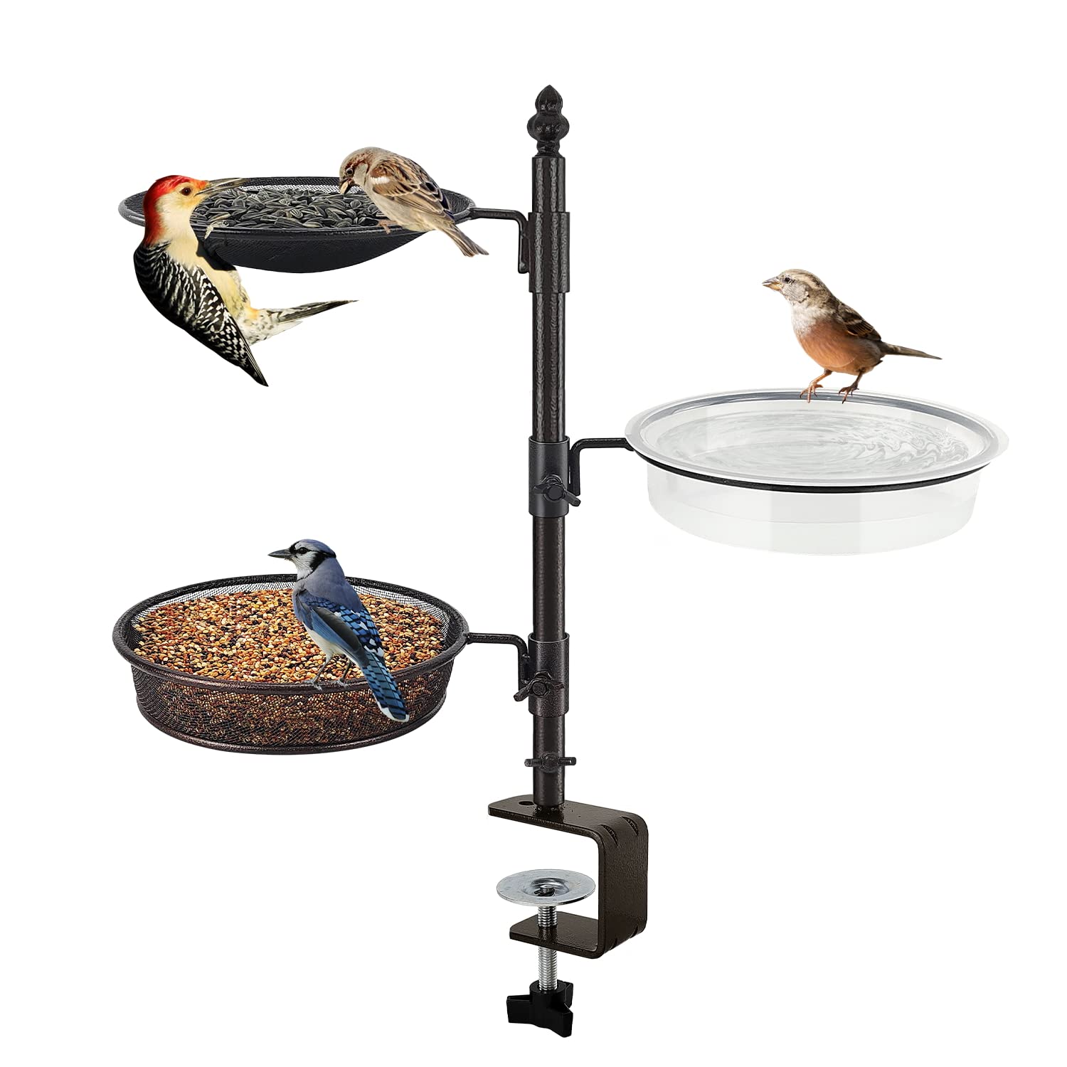 bird feeder on porch railing