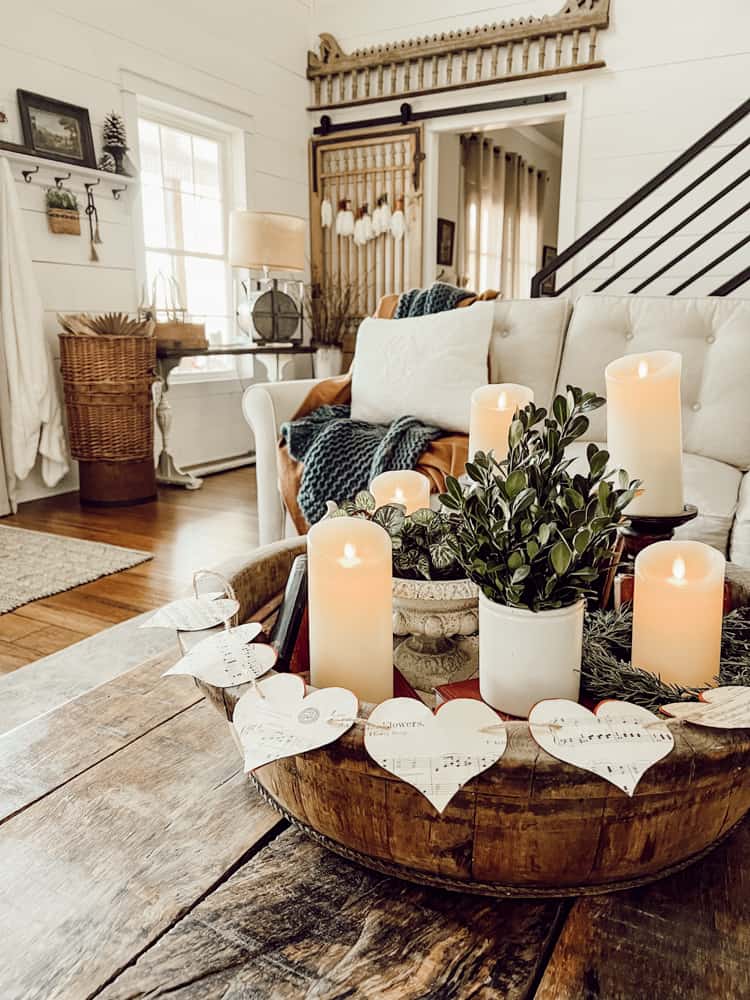 budget candle arrangement winter living room