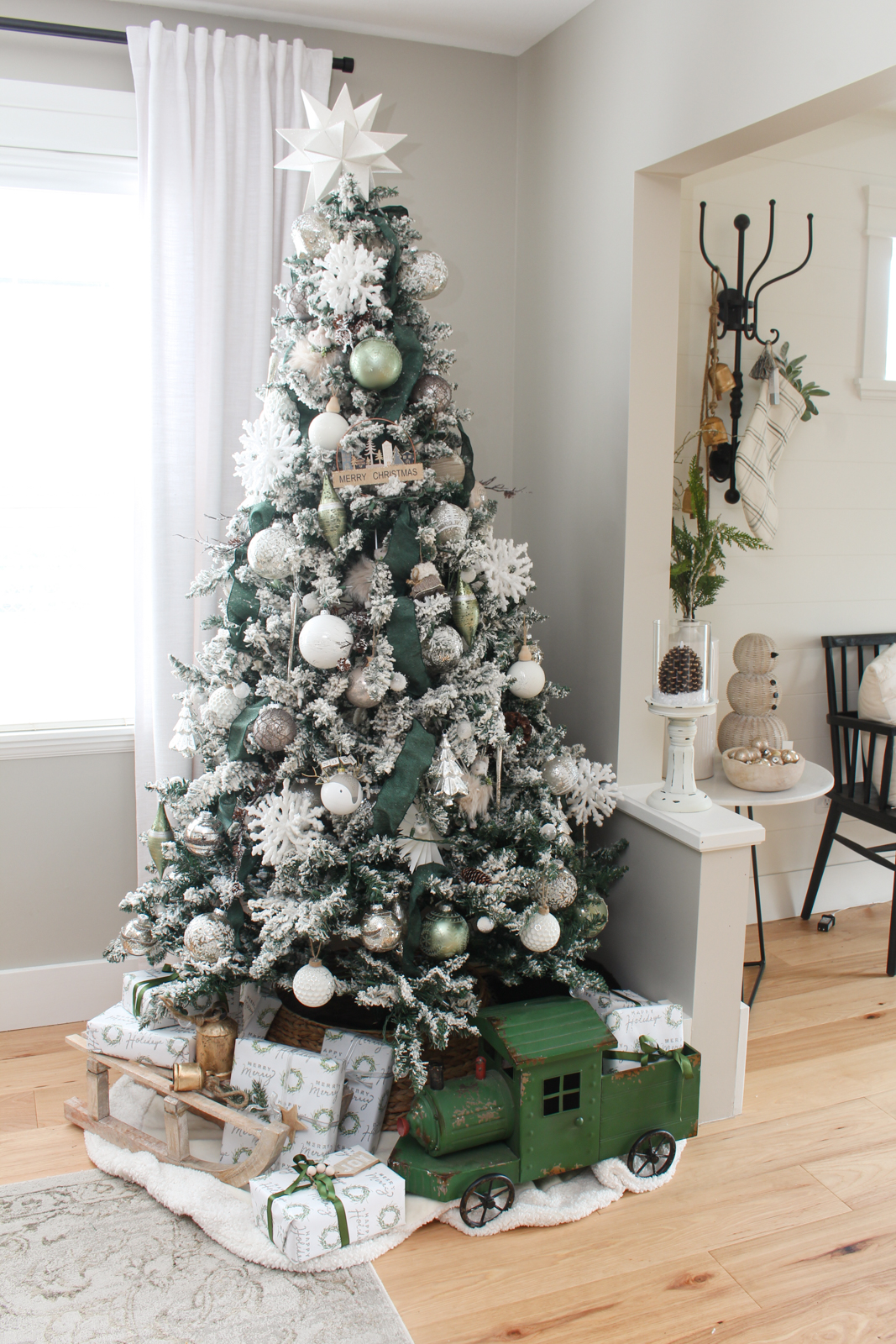 pinecone branch centerpiece winter living room