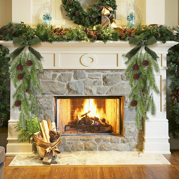evergreen swag winter living room