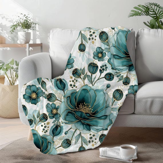 cozy throw blanket on living room sofa