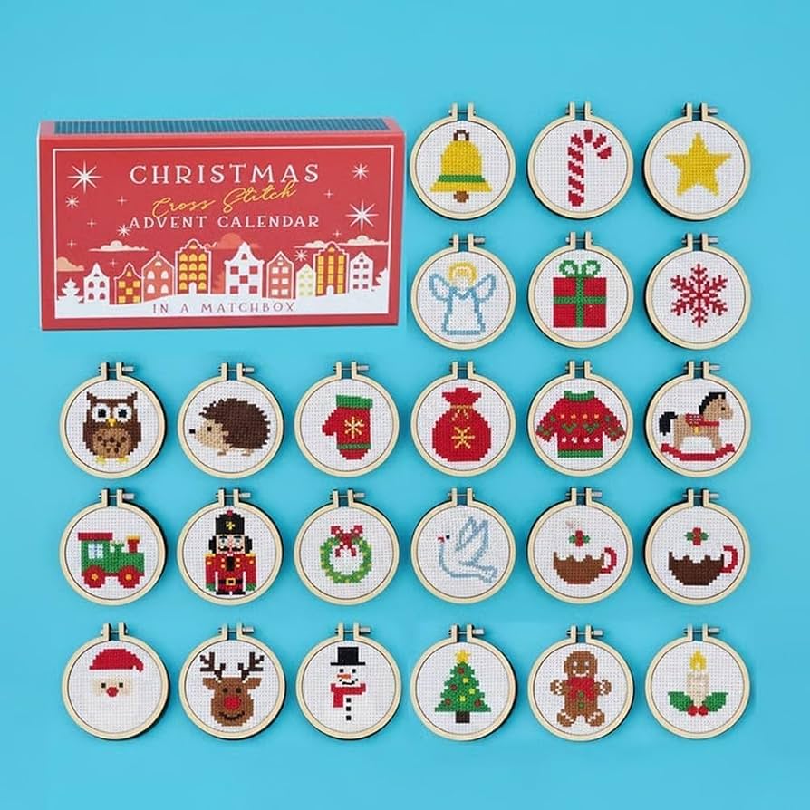 matchbox advent calendar grid on table