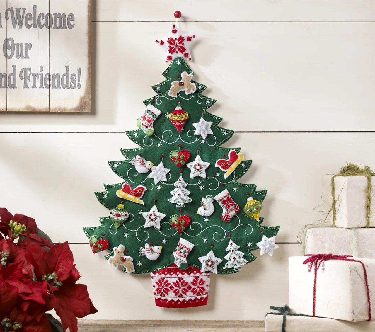 ornament tree advent calendar on wall