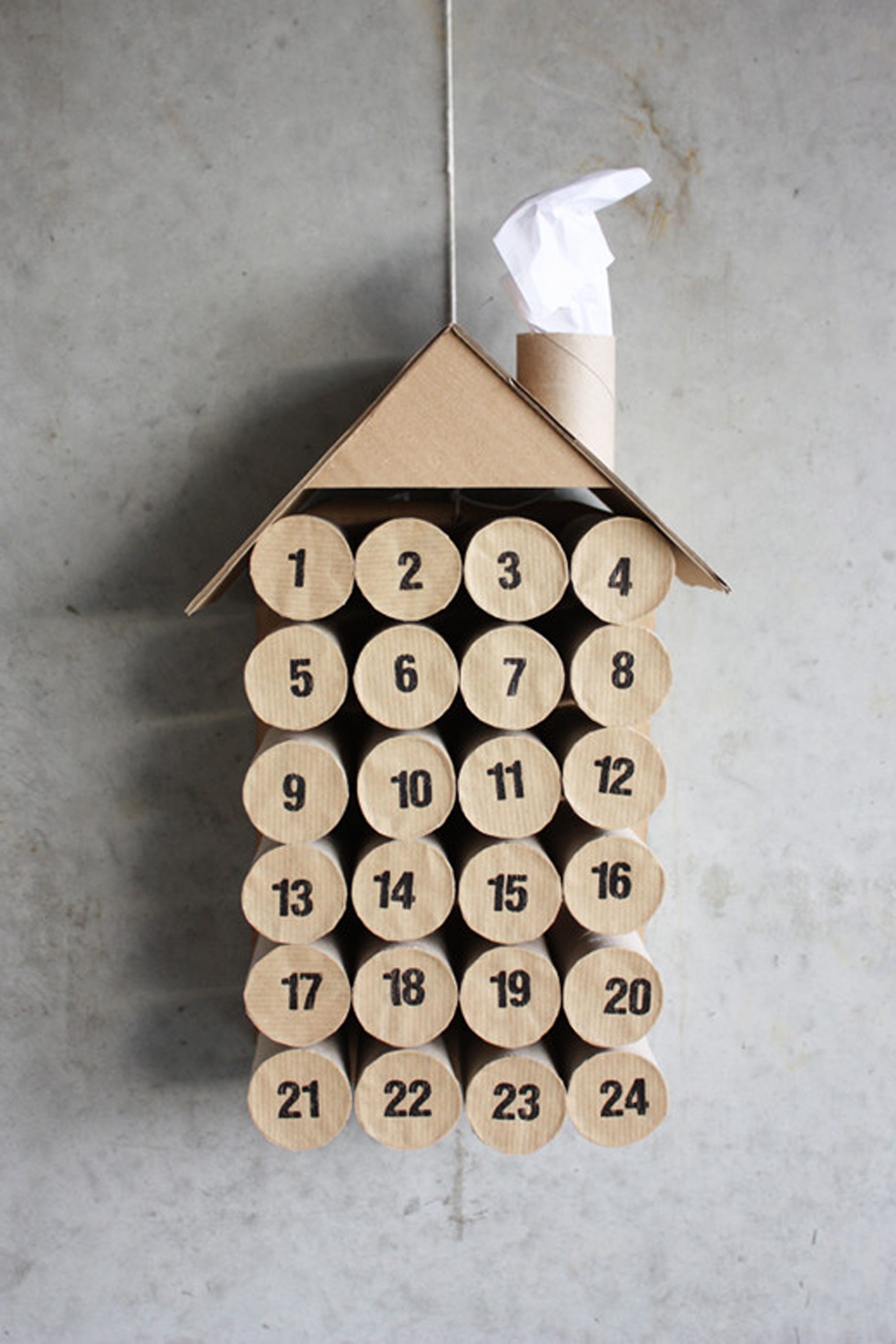 toilet paper roll advent calendar wall display