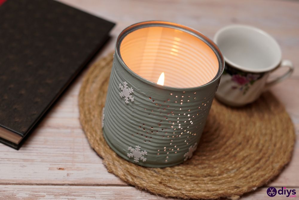 tin can snowflake candle holder