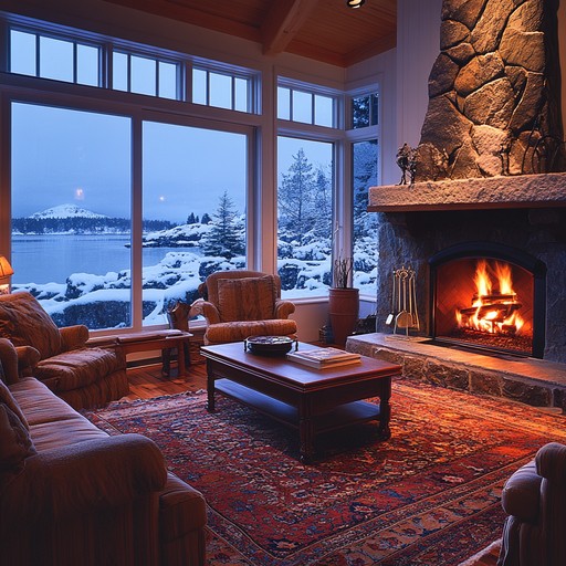 cozy winter living room with fireplace