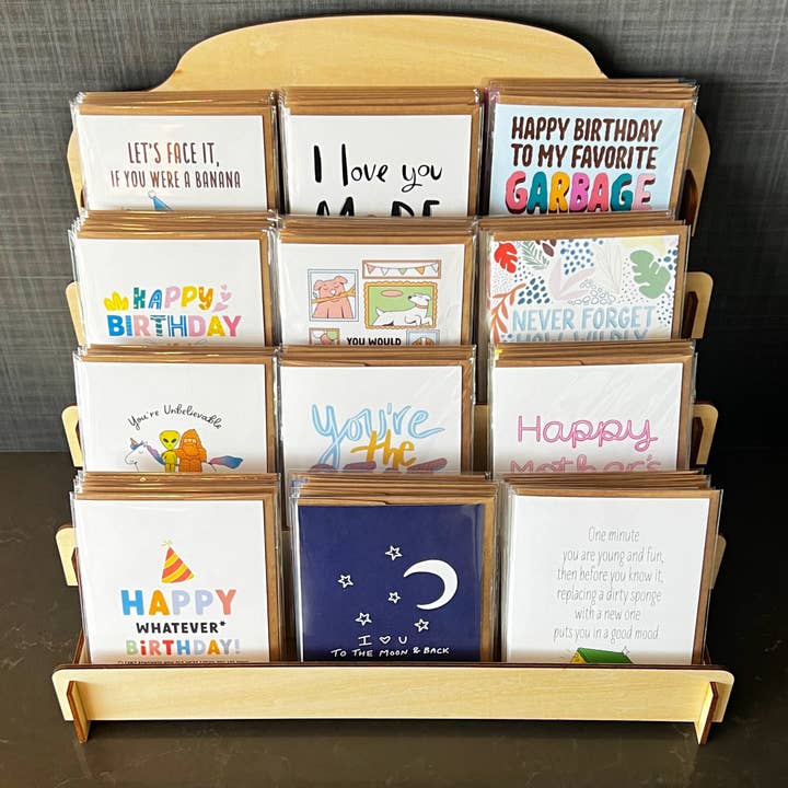 repurposed greeting card display